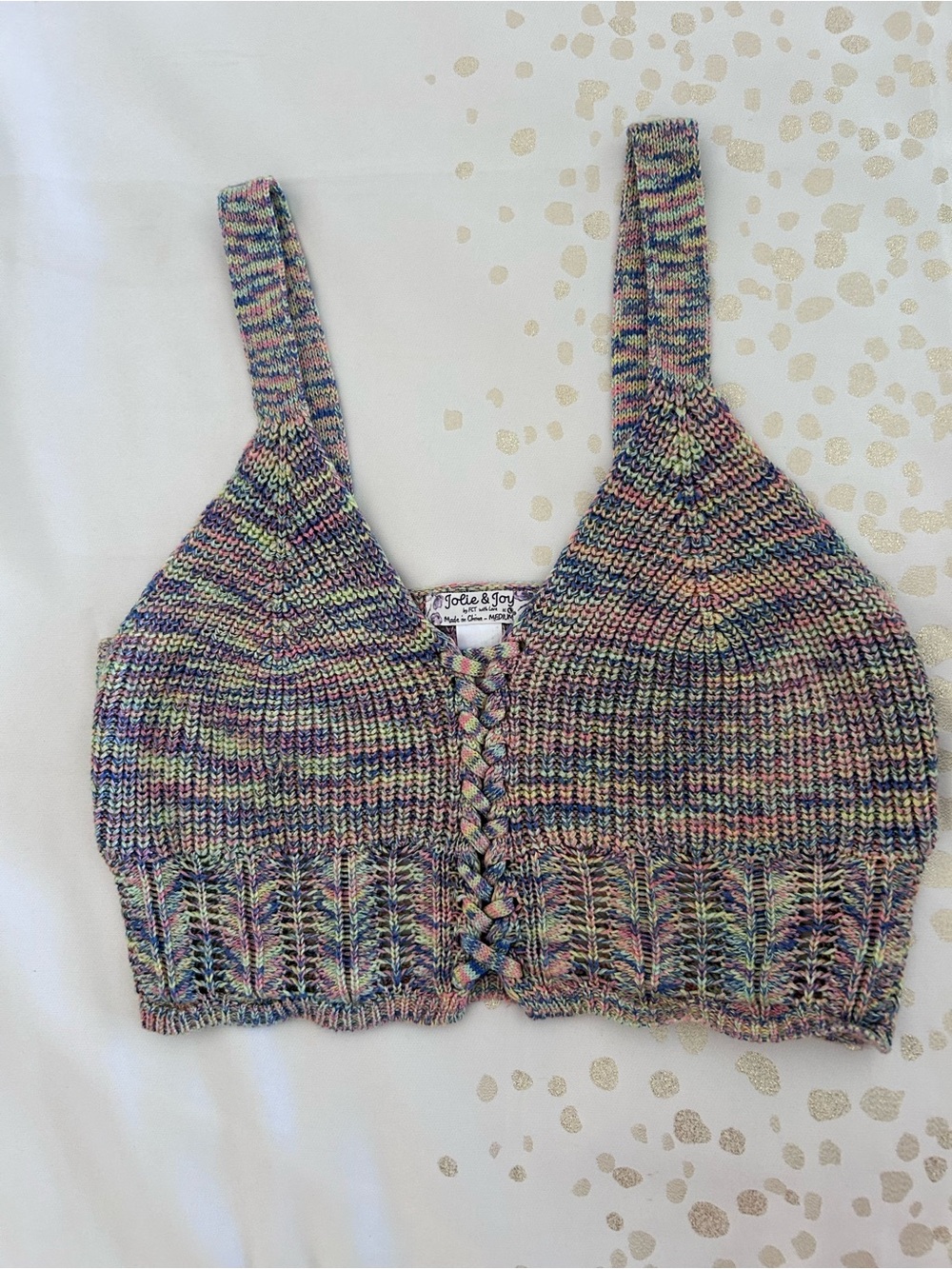 Multicolor Knit Crop Tank Top